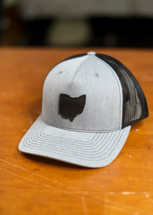 Leather Black Ohio Grey Hat