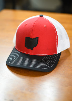 Leather Black Ohio Red Hat