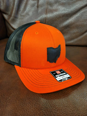 Leather Black Ohio Orange Hat